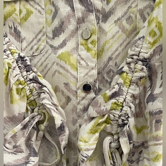 JM Collection Aztec Print Linen Blouse - Picture 7 of 9